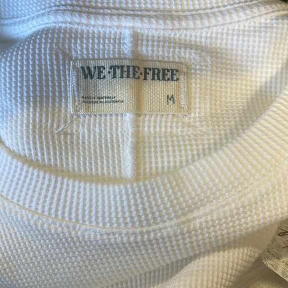 free people M Easy Does It White Crewneck Waffle Knit Long Sleeve Thermal - Picture 16 of 16